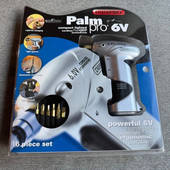 DuraPRO Palm Pro 6V Compact Lighted Cordless Screwdriver Drill 16 Piece - Picture 1 of 10